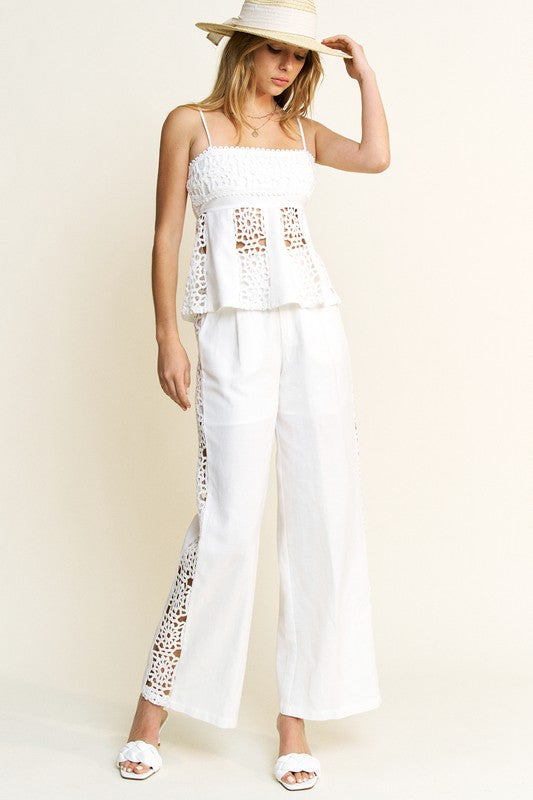 Crochet Detail and Pants Set (Blanco)