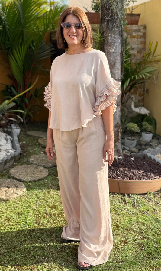 Linen Blouse & Pants Set