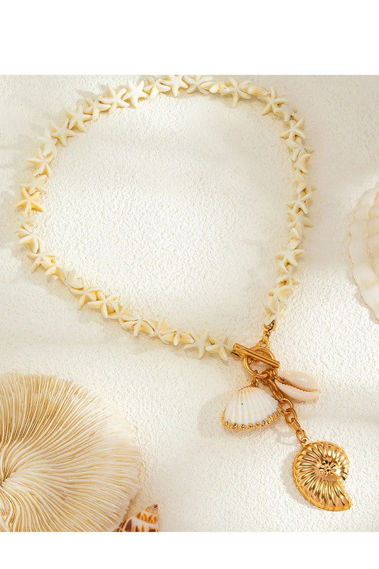 Boho Irregular Starfish Shell Bead Necklace