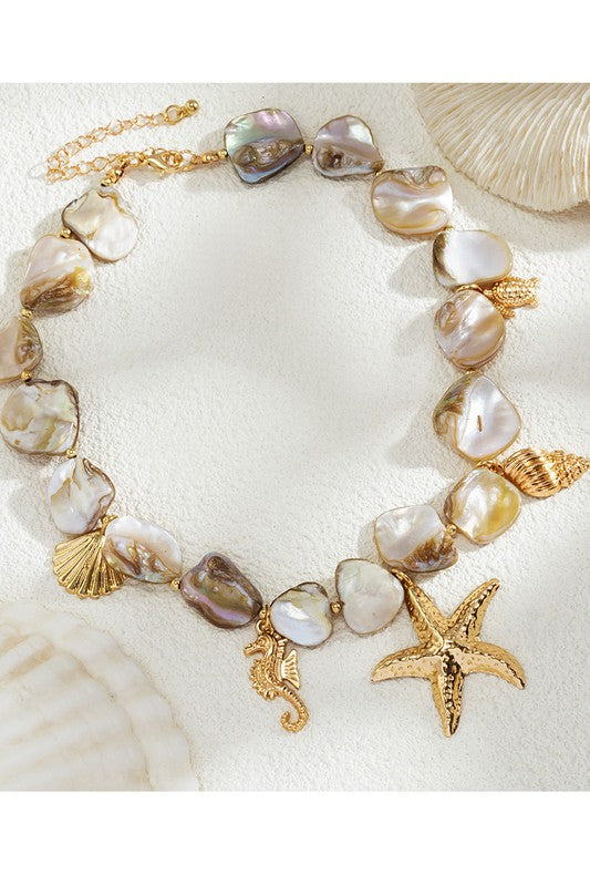 Boho Irregular Starfish Shell Bead Necklace