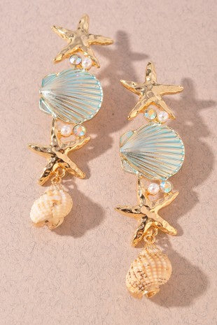 Starfish Sea Life Dangle Earrings