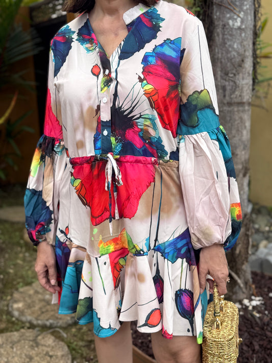 FLOWER PAINT BILLOWY FIT MINI FLOWER